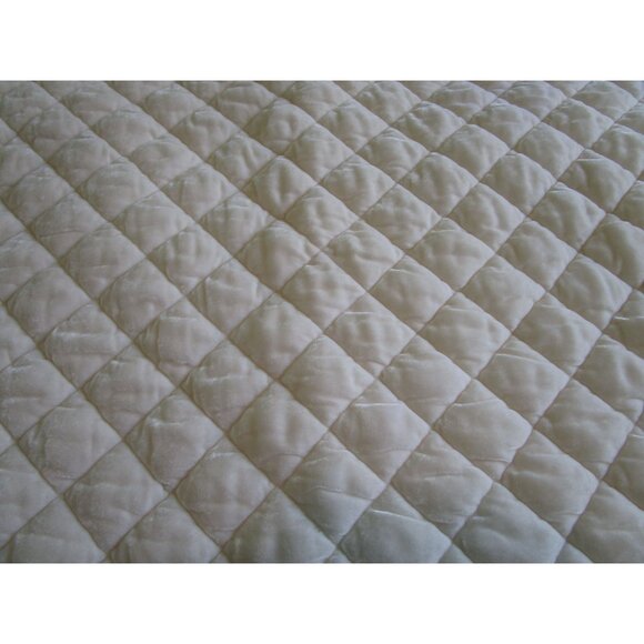 Pottery Barn Quilted Velvet Euro Square Pillow Sham 26x26 Ivory Cotton Blend GUC - Picture 2 of 11